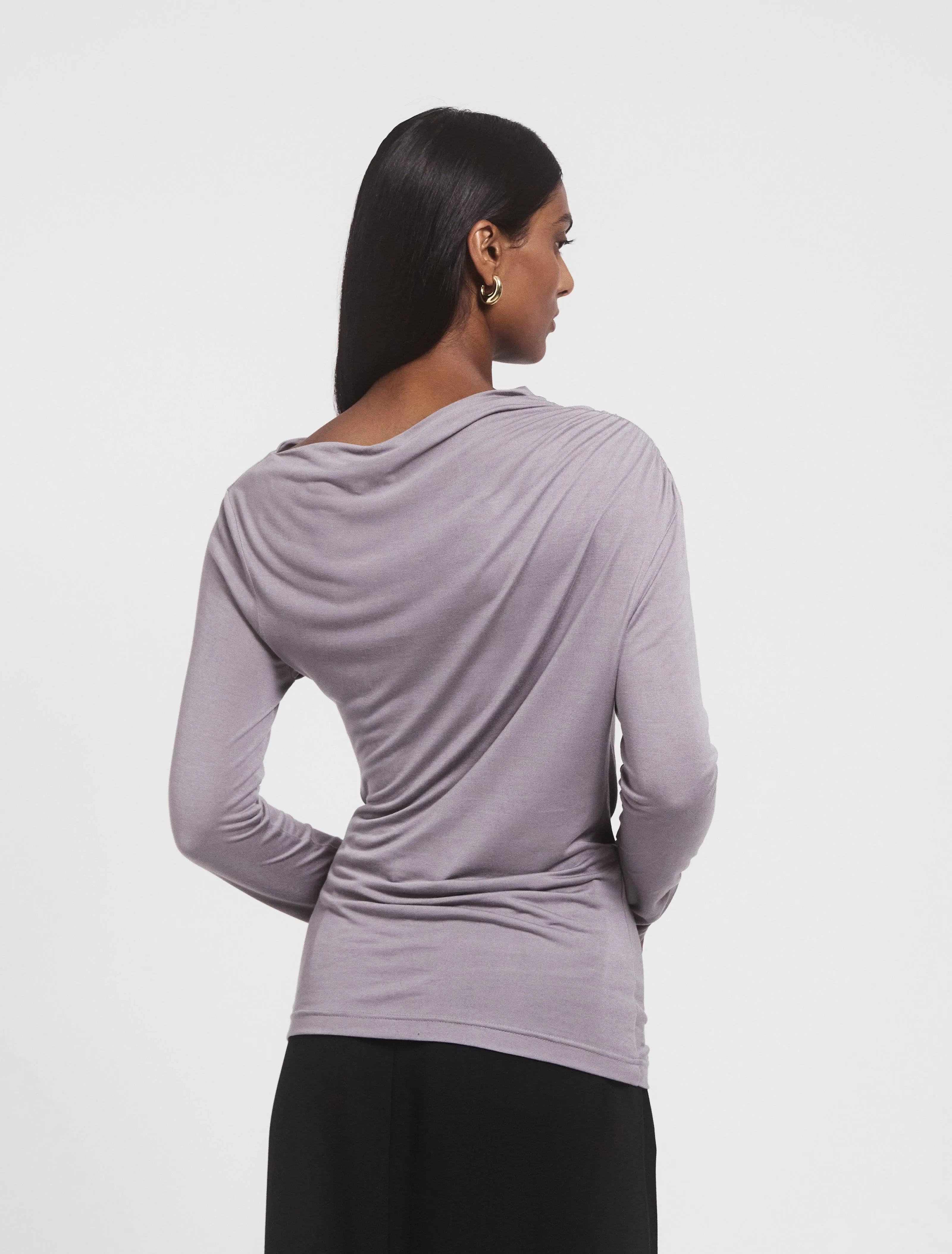 Iphis Draped Long Sleeve Top in Dusk