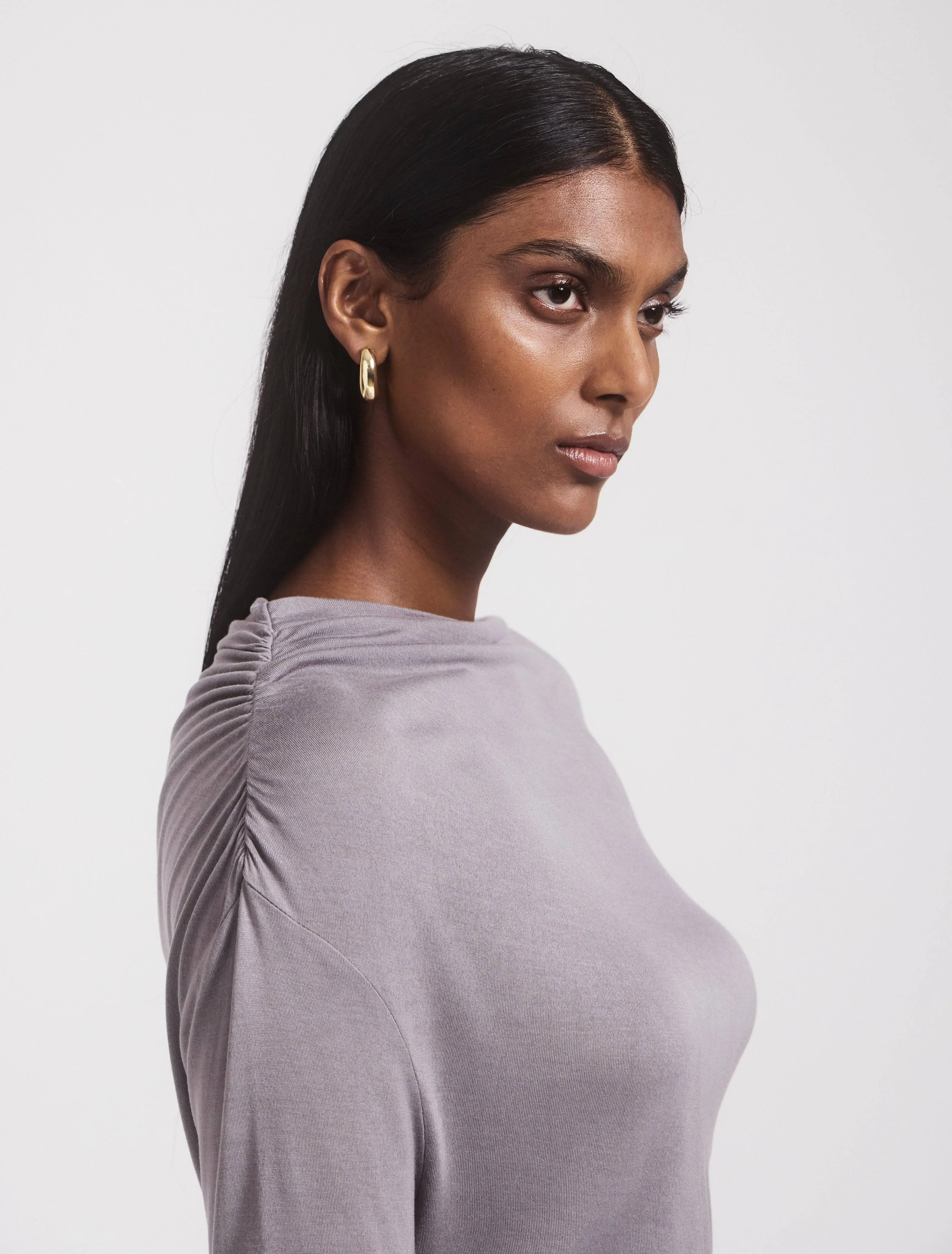 Iphis Draped Long Sleeve Top in Dusk