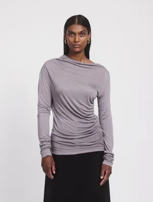 Iphis Draped Long Sleeve Top in Dusk