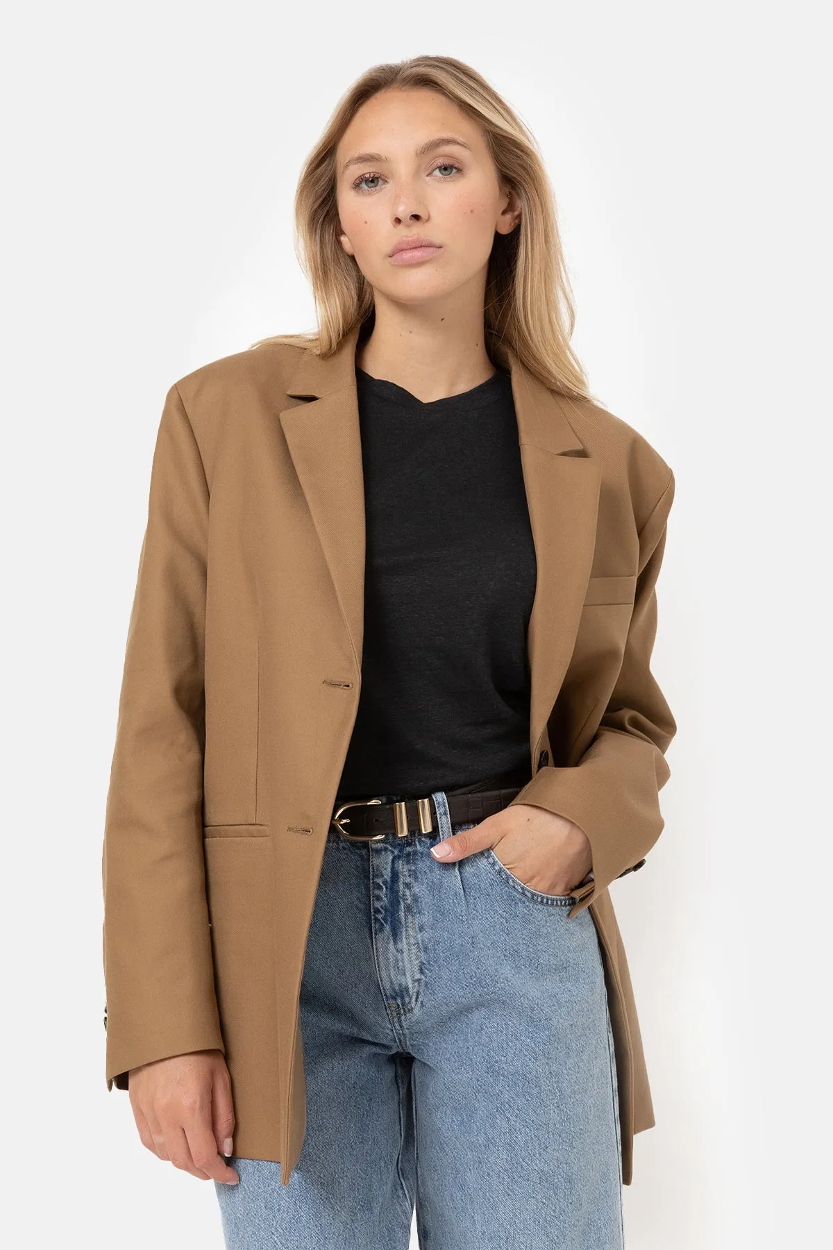 Julian Oversized Single Breasted Blazer | Camel
