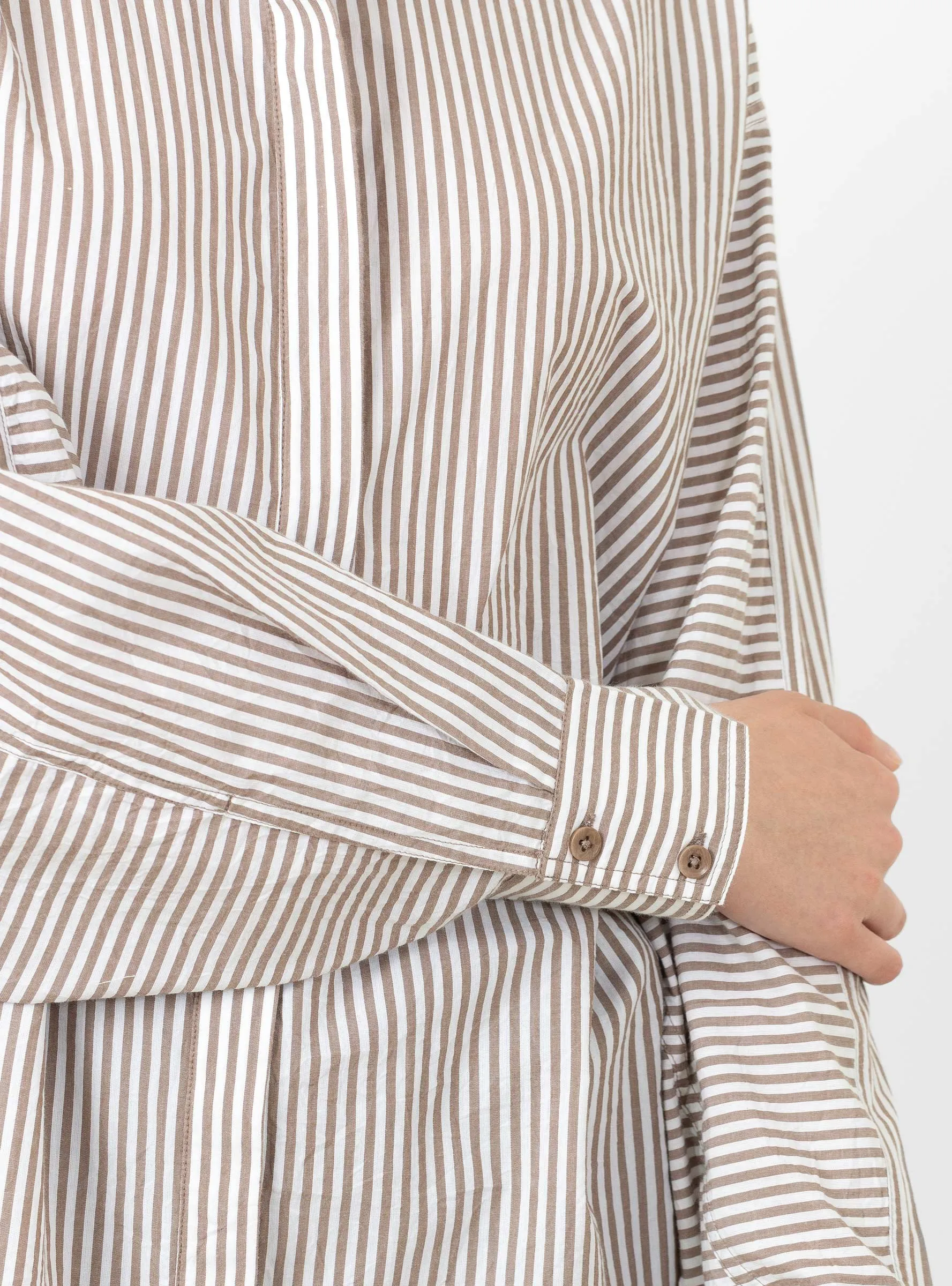 Kaarina Womens Striped Dolman Button-Down Shirt - Sand & White