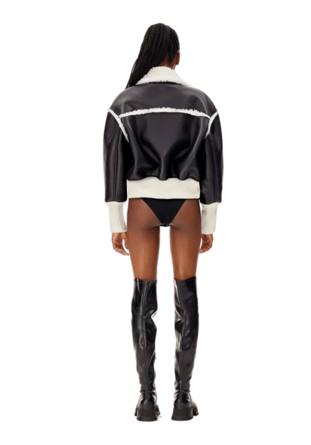 Leather and Fur Integrated Jacket