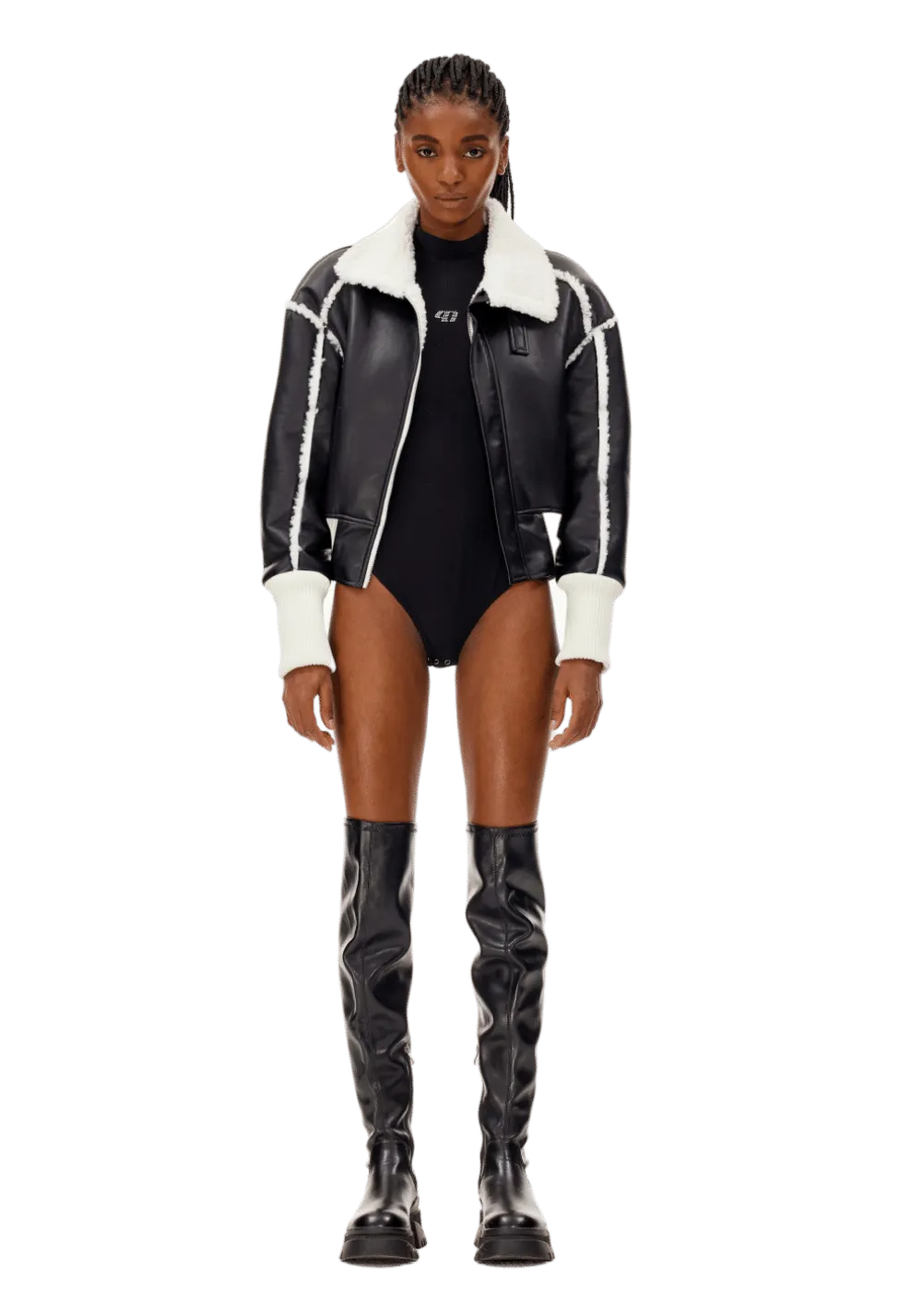 Leather and Fur Integrated Jacket