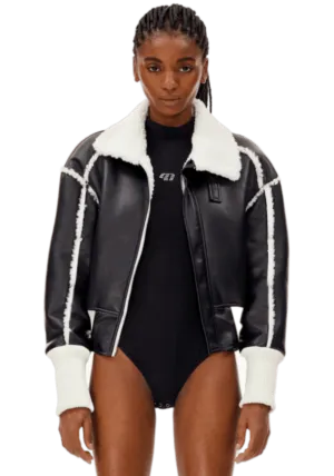 Leather and Fur Integrated Jacket