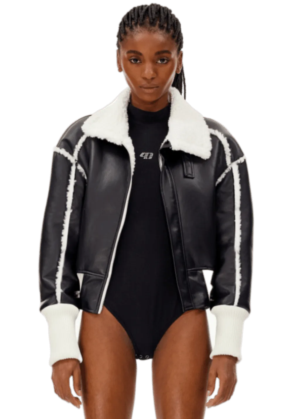Leather and Fur Integrated Jacket