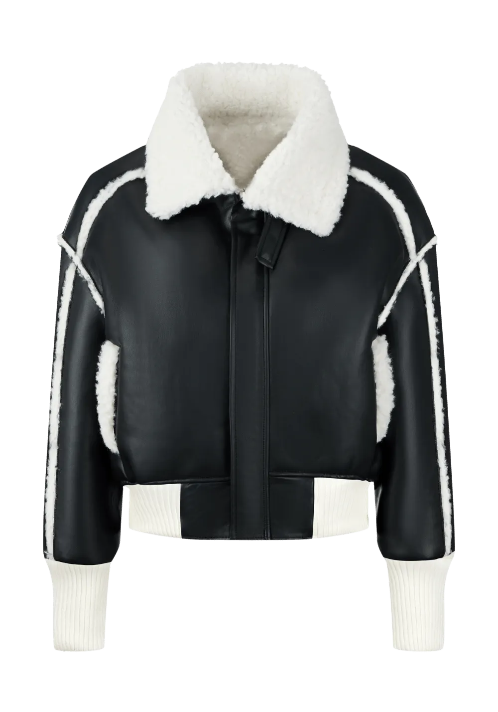 Leather and Fur Integrated Jacket