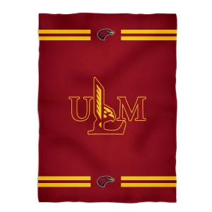 Louisiana Monroe Warhawks ULM Game Day Soft Premium Maroon Throw Blanket 40 x 58 Logo and Stripes by Vive La Fete