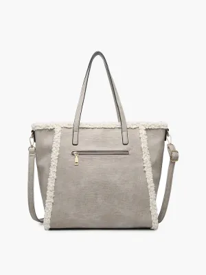 Lulu Sherpa Trim Tote | Taupe, Brown