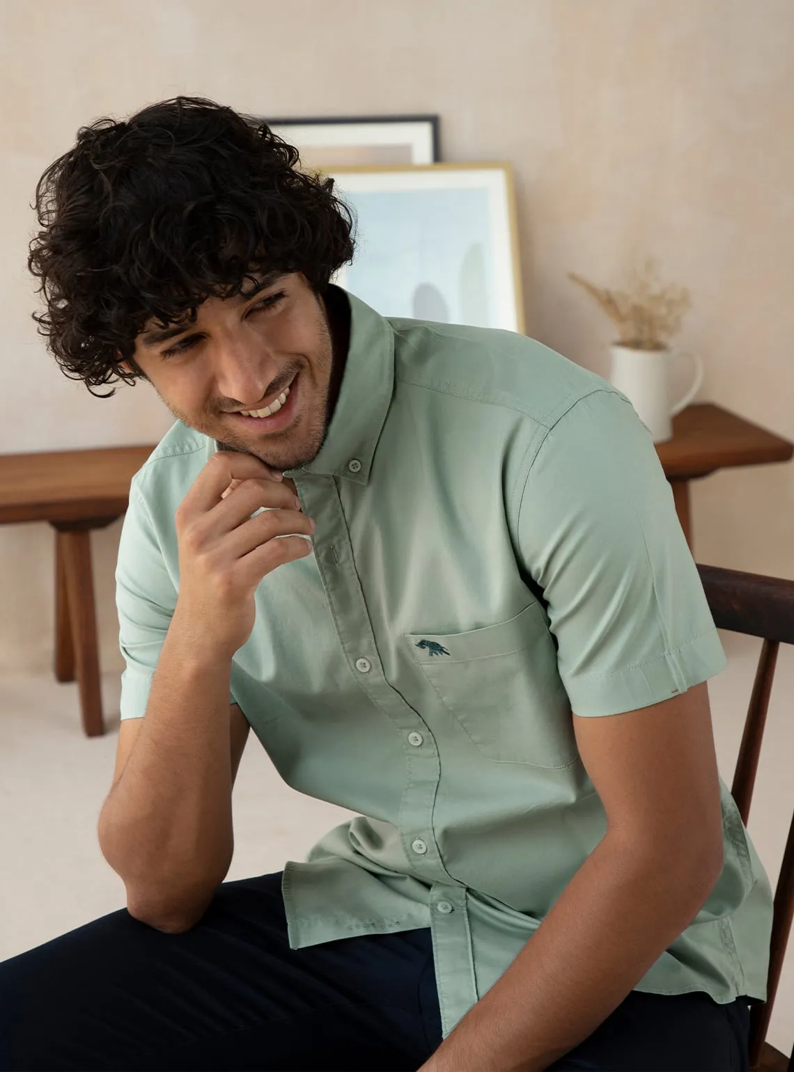 Mantle Green Oxford Half Shirt