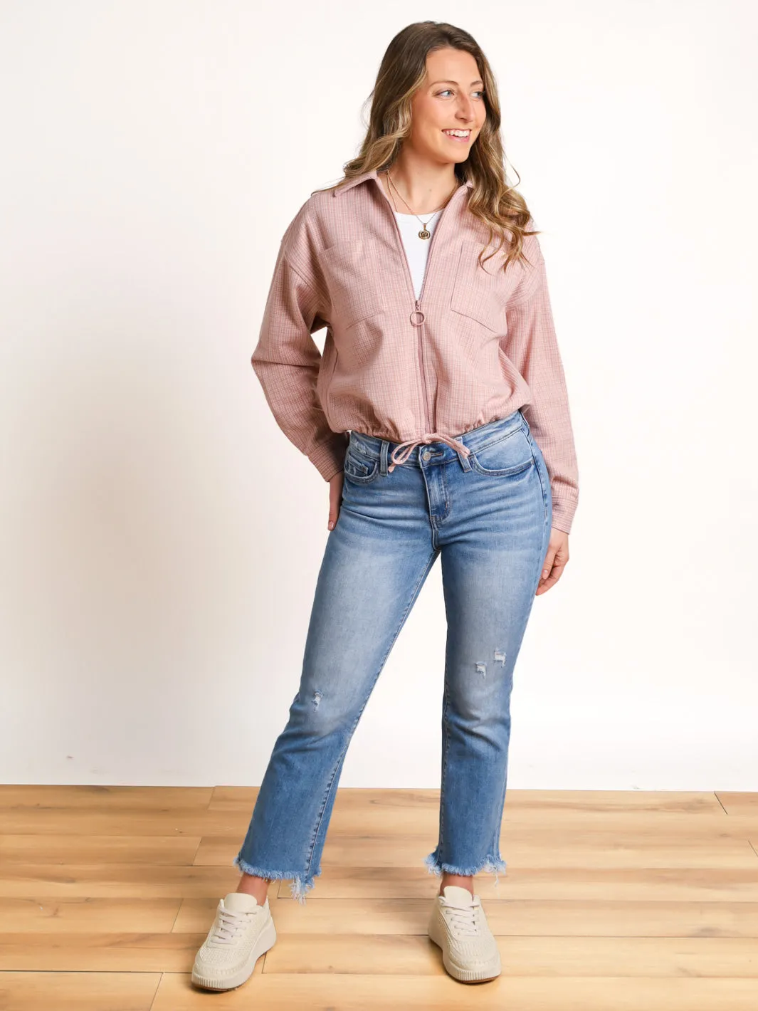 Mari Mid Rise Frayed Bootcut Ankle Jeans- Final Sale