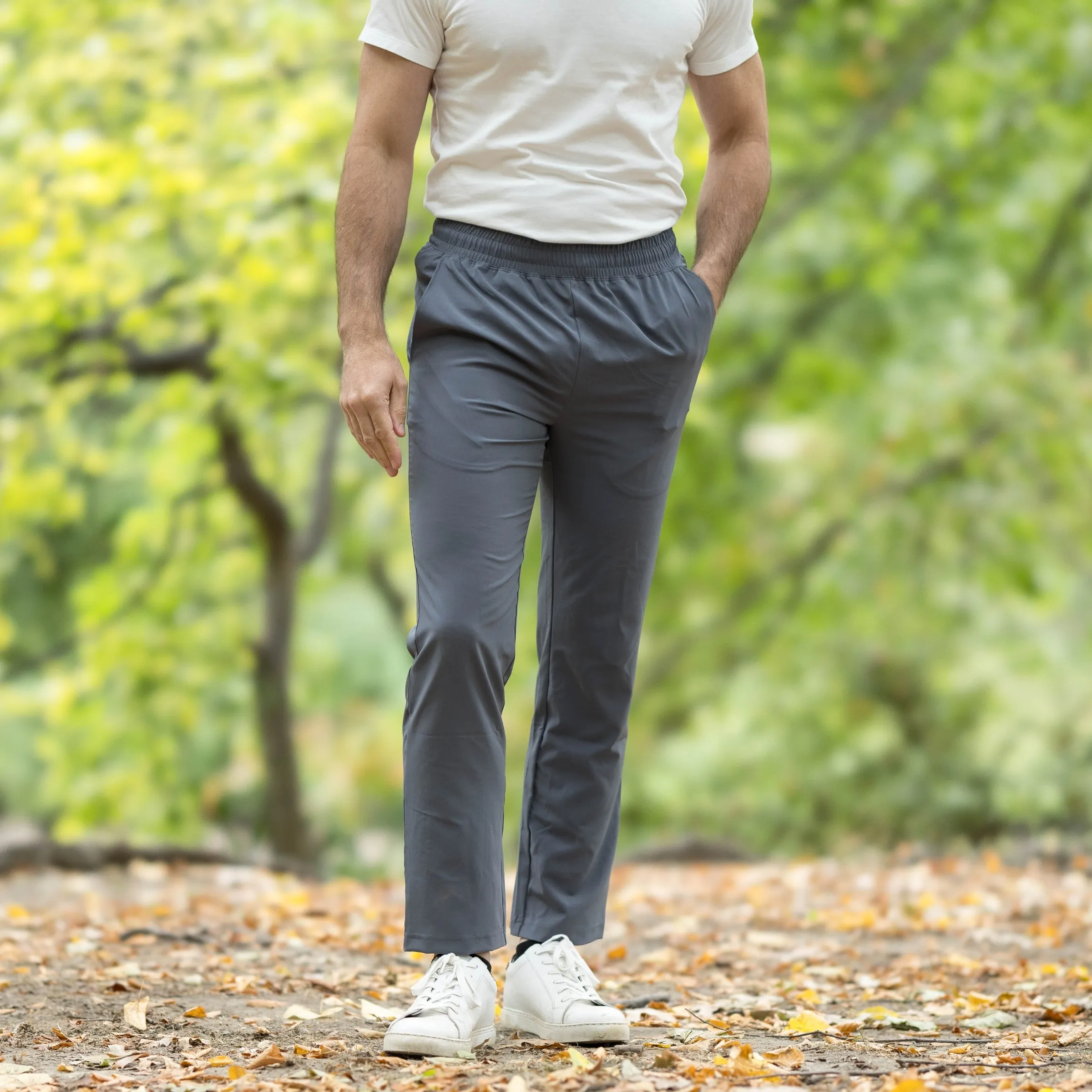 Men's Adaptive Elastic Waist Track Pants in Black
