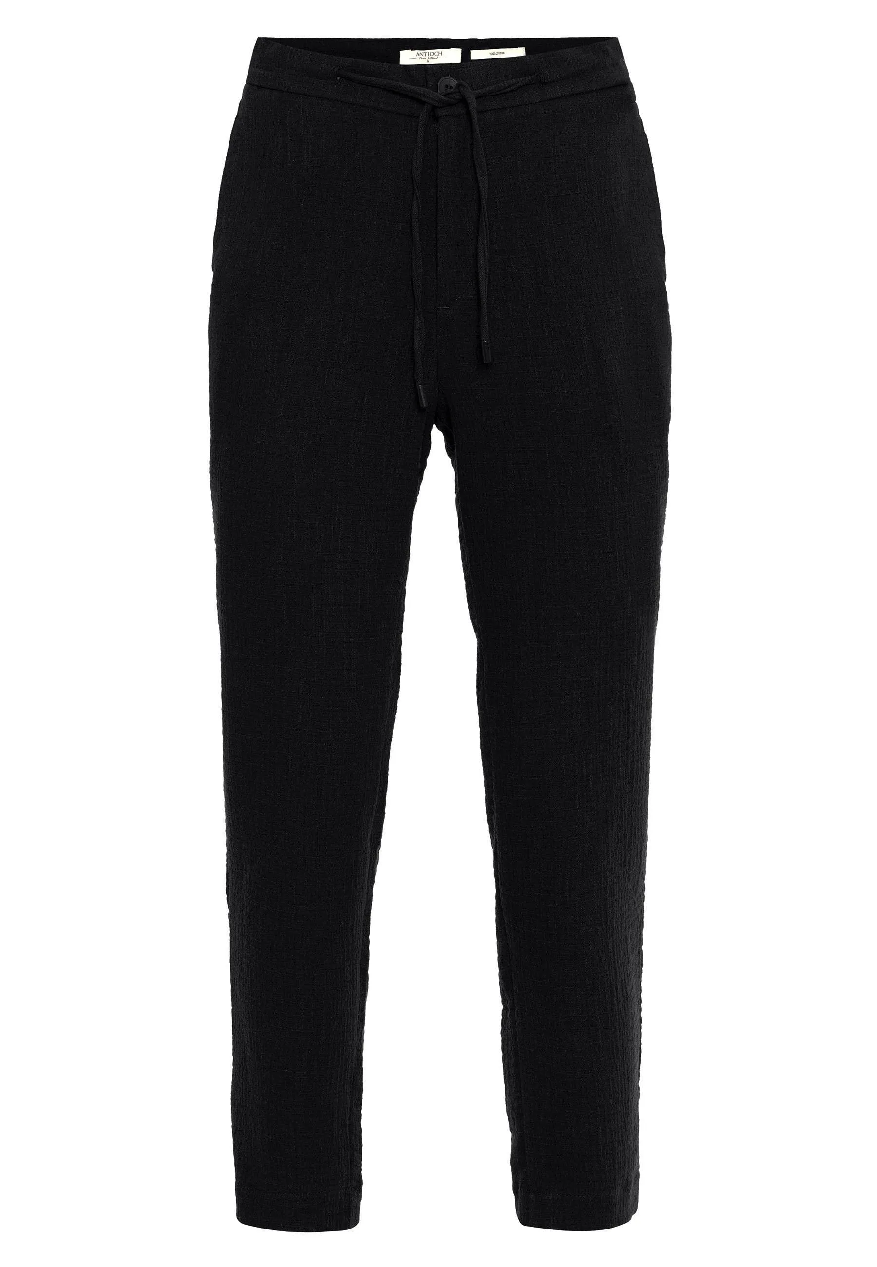 Men's Black Regular Fit Drawstring Pants - Wessi
