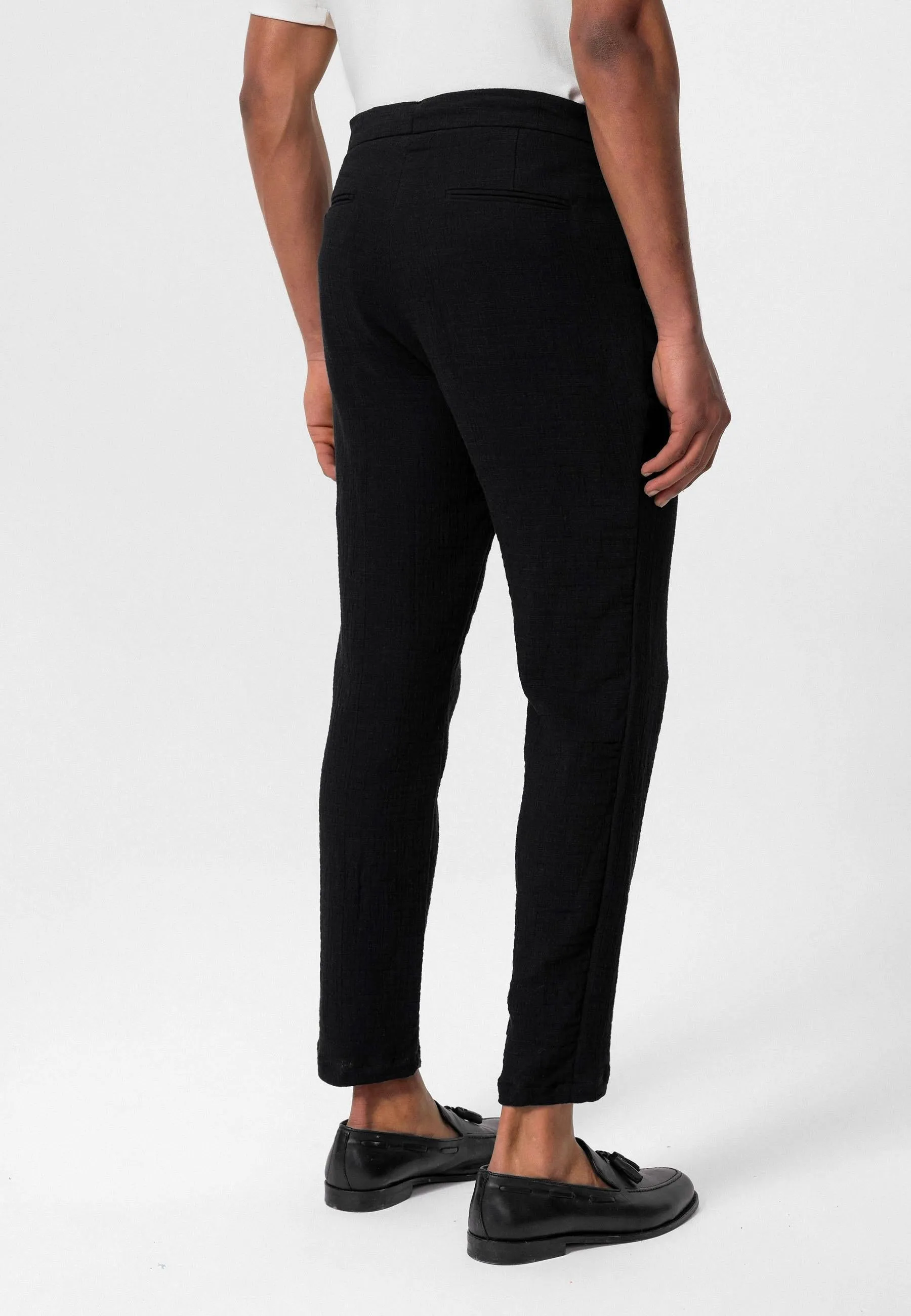 Men's Black Regular Fit Drawstring Pants - Wessi