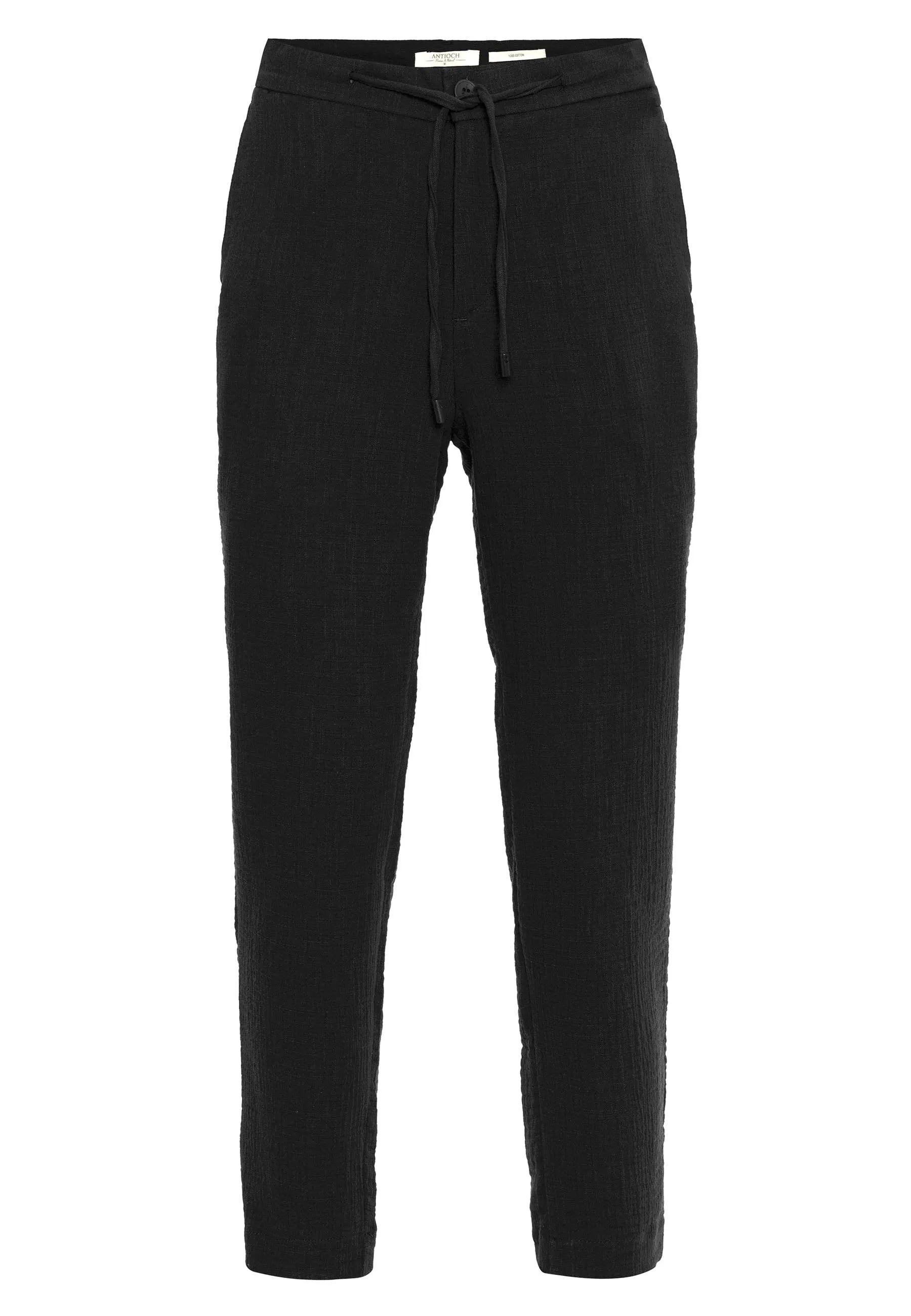 Men's Black Regular Fit Drawstring Pants - Wessi