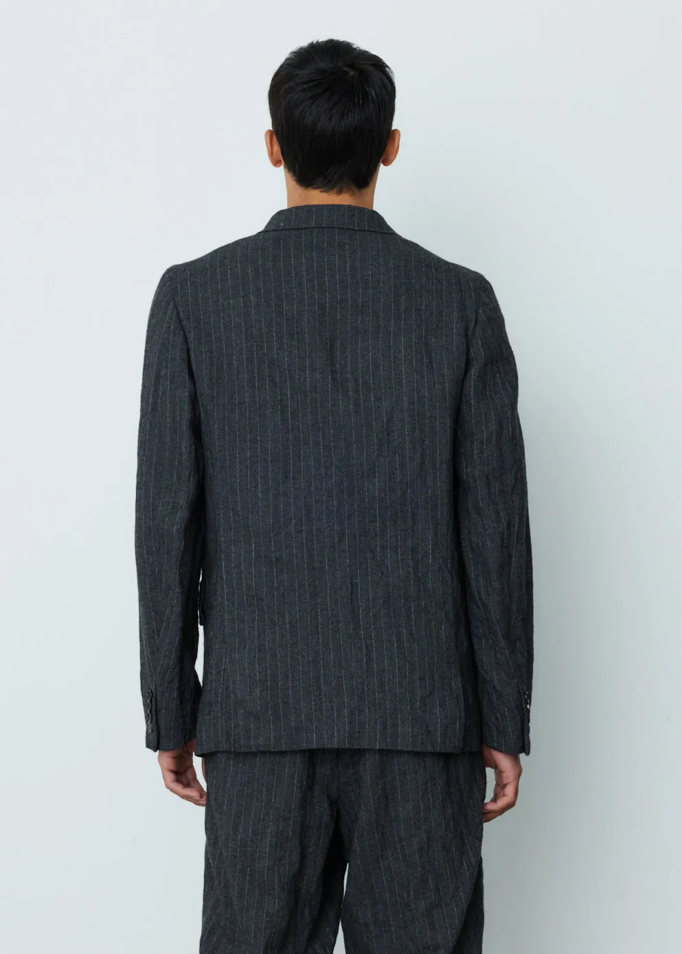 Metal Twill Pin Stripe Deconstructed Blazer