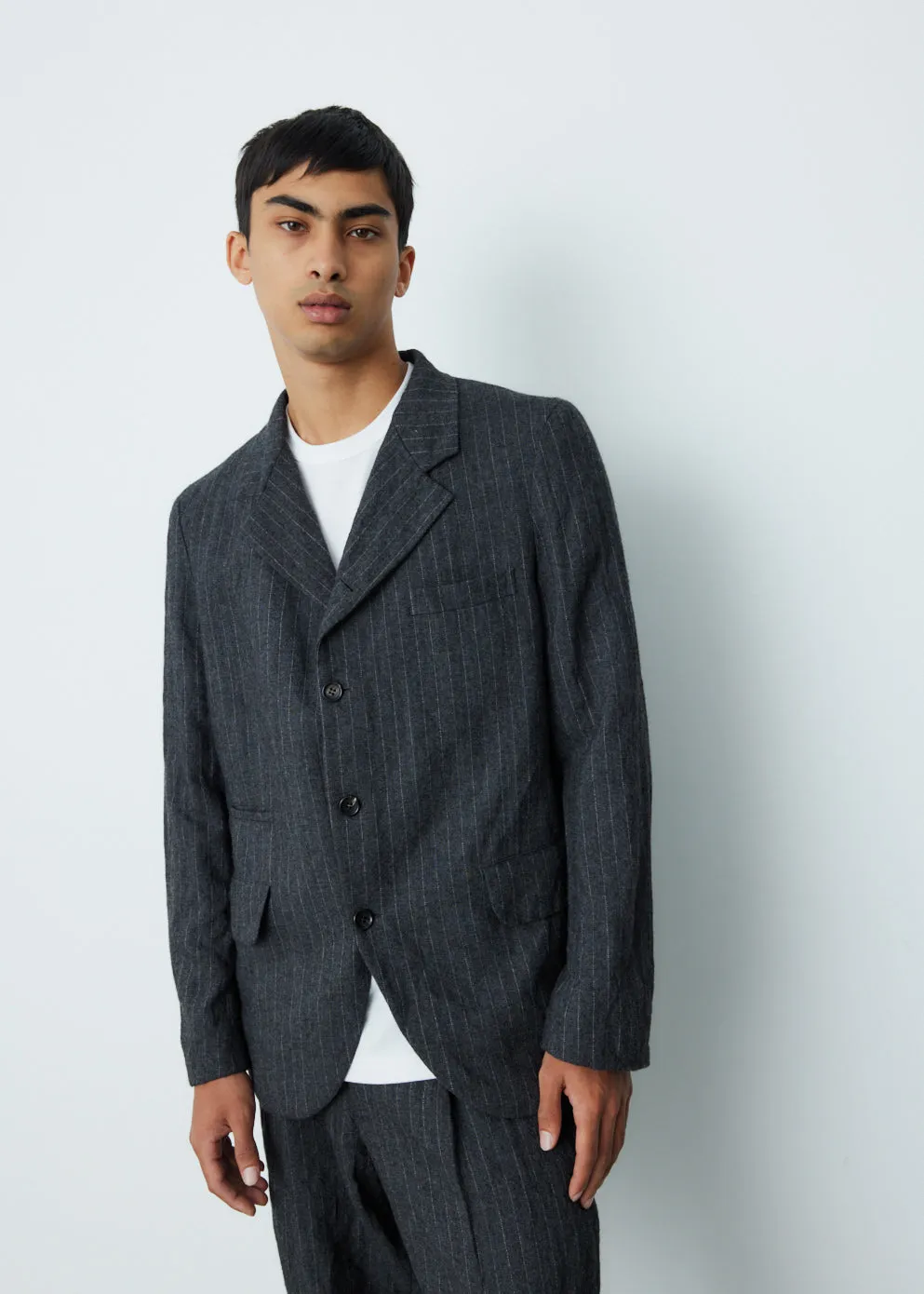 Metal Twill Pin Stripe Deconstructed Blazer