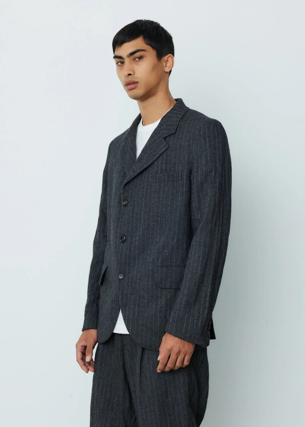 Metal Twill Pin Stripe Deconstructed Blazer