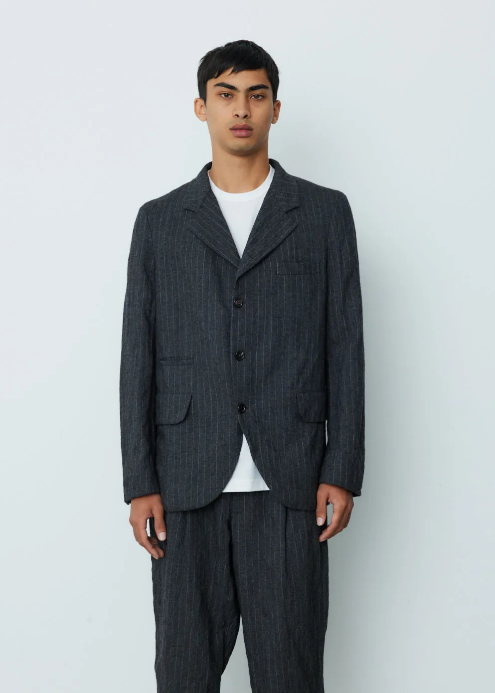Metal Twill Pin Stripe Deconstructed Blazer