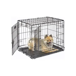 MidWest Homes for Pets Newly Enhanced Double Door 24 Inch with Divider iCrate Dog Crate, Includes Leak-Proof Pan