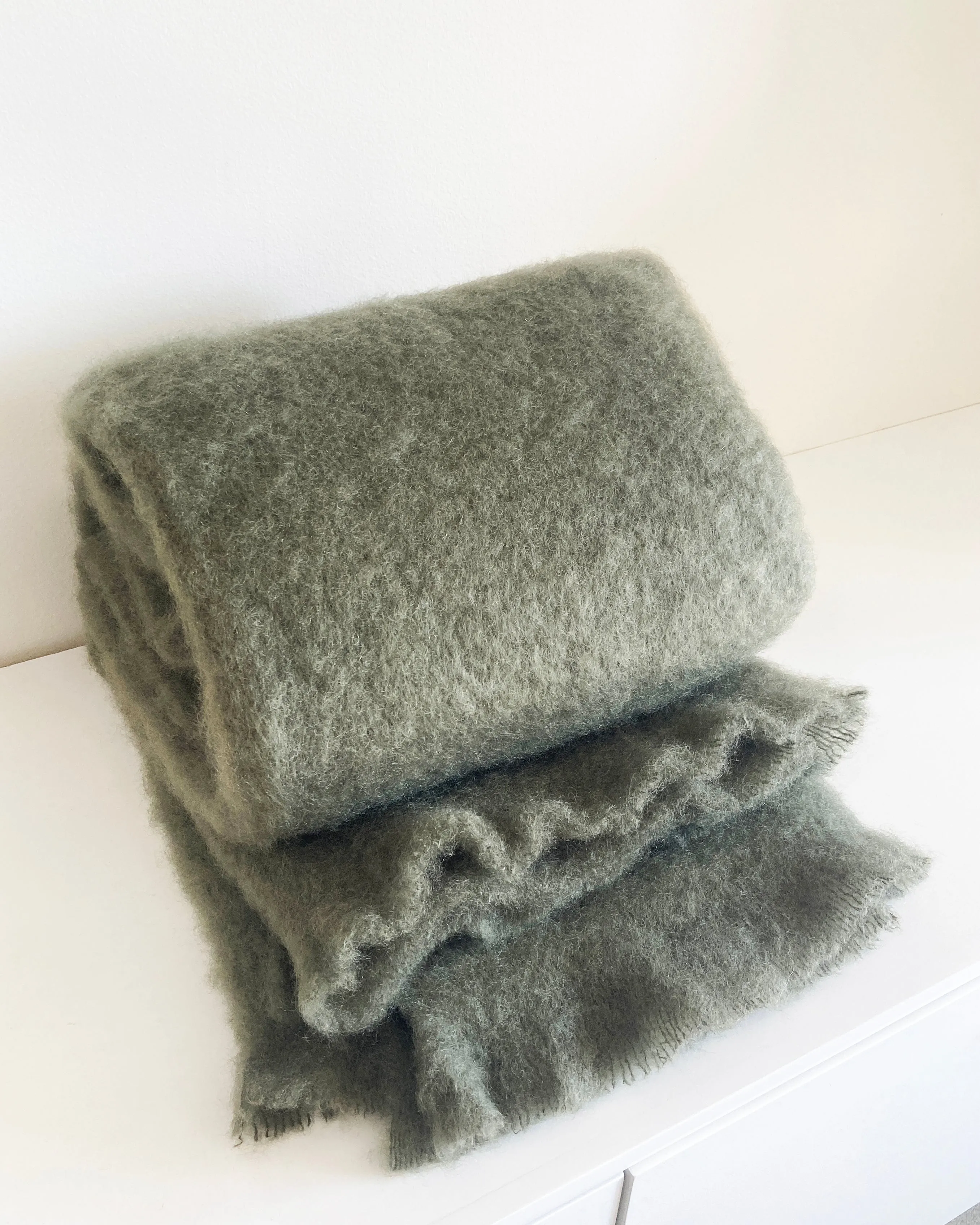 Moss Mohair Blanket Throw