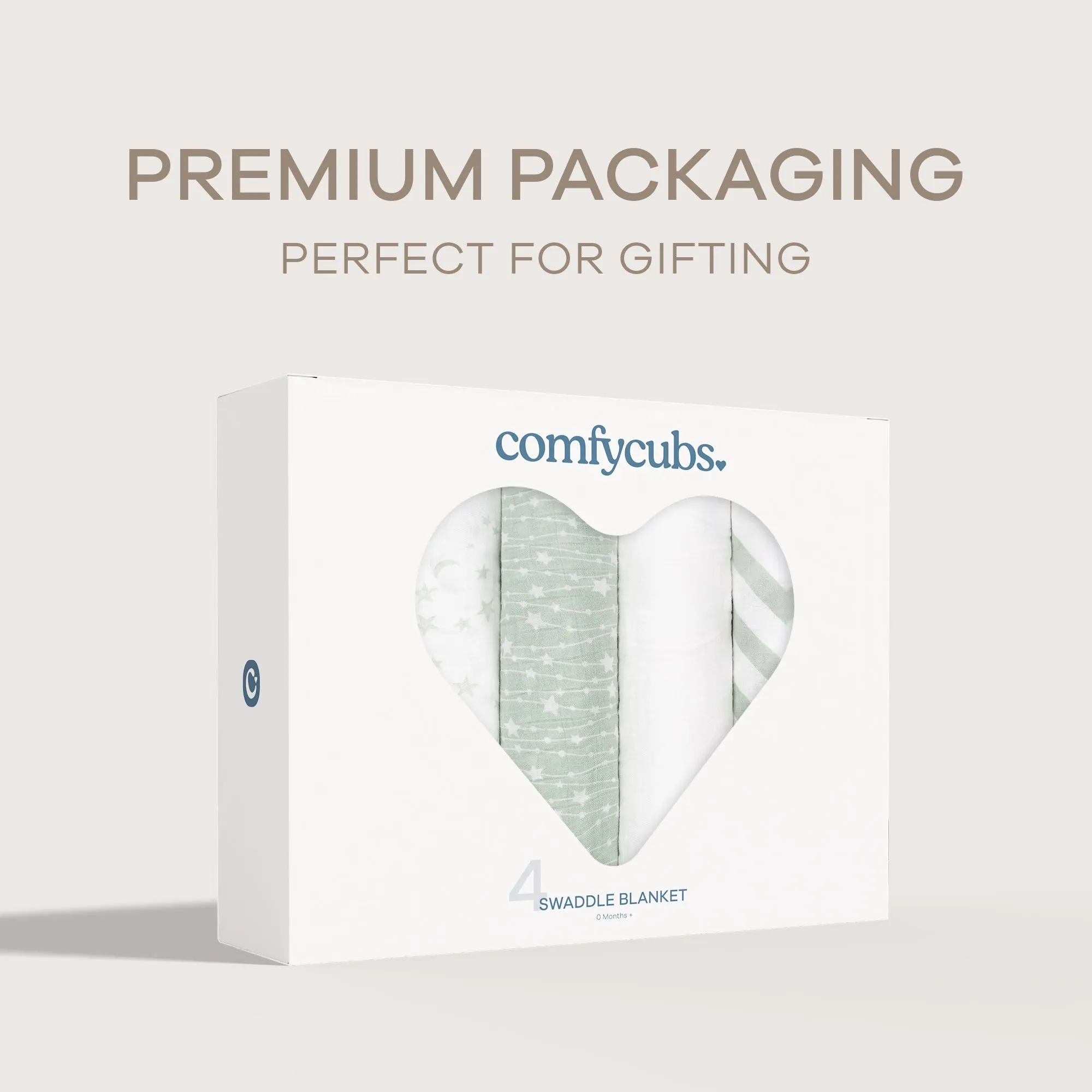 Muslin Swaddle Blankets, 4 Pack by Comfy Cubs - Green