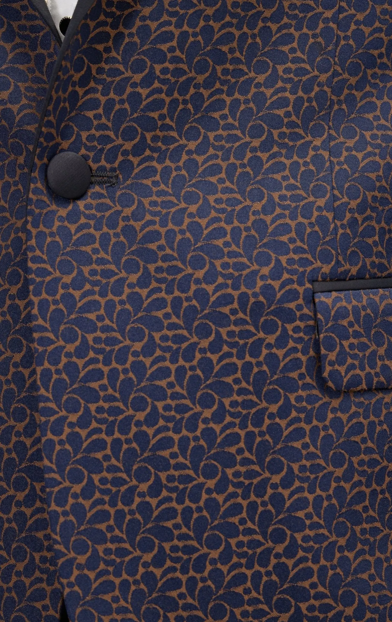 Paisley Pattern Peak Lapel Tuxedo Jacket - Navy