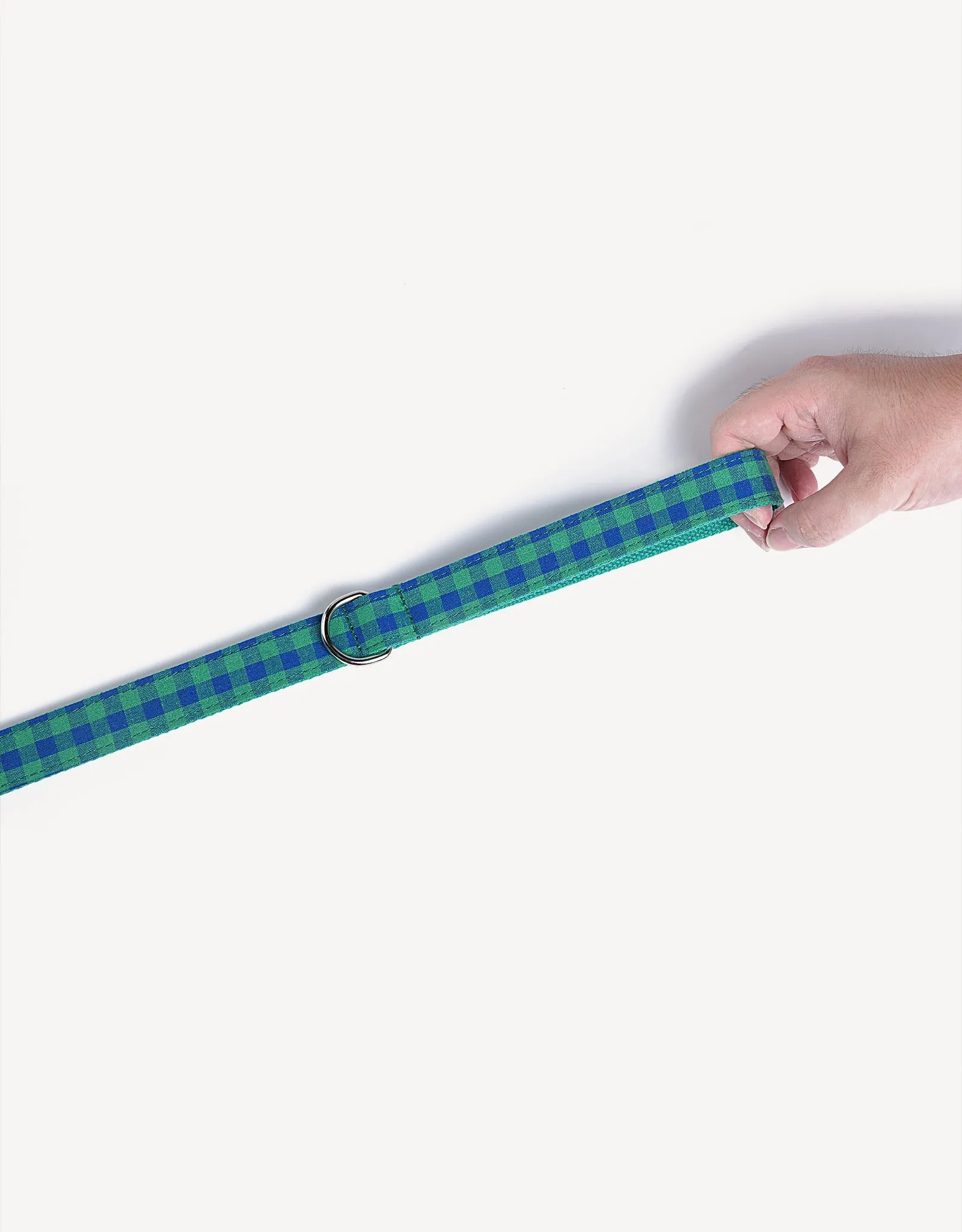 preppy checkered dog leash - bubblegum blue
