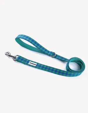 preppy checkered dog leash - bubblegum blue