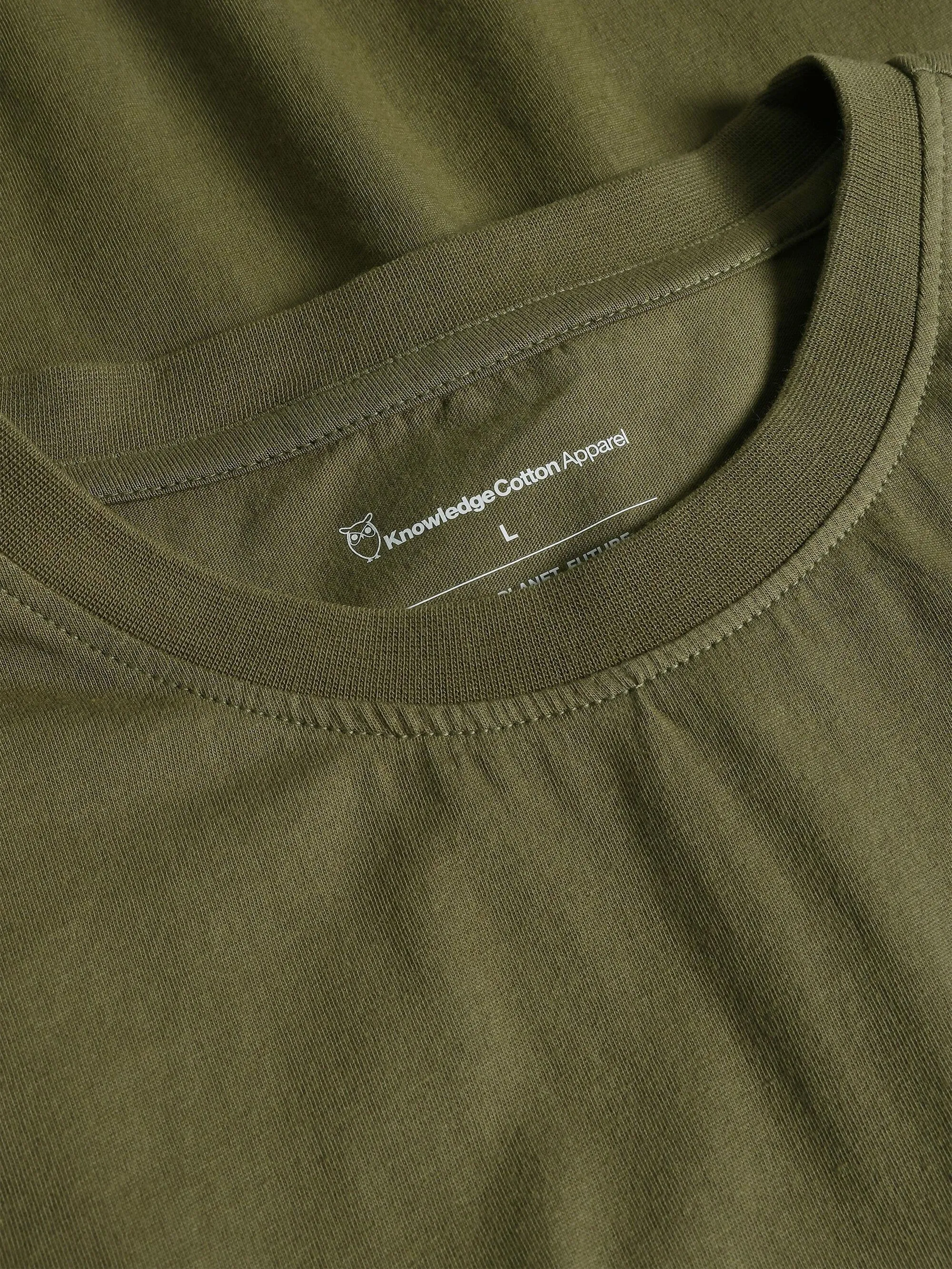 Regular single jersey mountain owl printed t-shirt - Regenerative Organic Certified™ - GOTS - Burned Olive