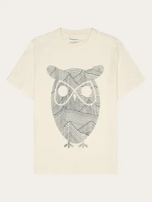 Regular single jersey mountain owl printed t-shirt - Regenerative Organic Certified™ - GOTS - Egret