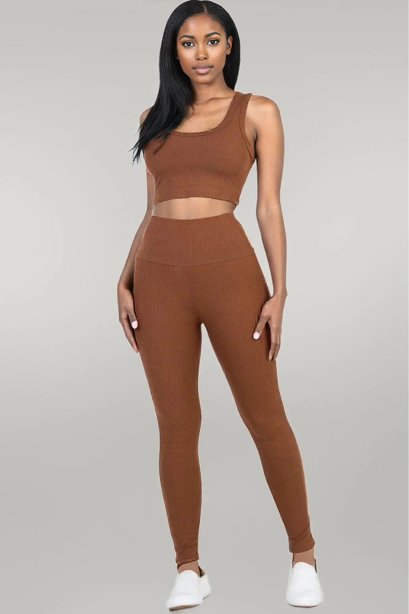 Ribbed Crop Top & Leggings Set