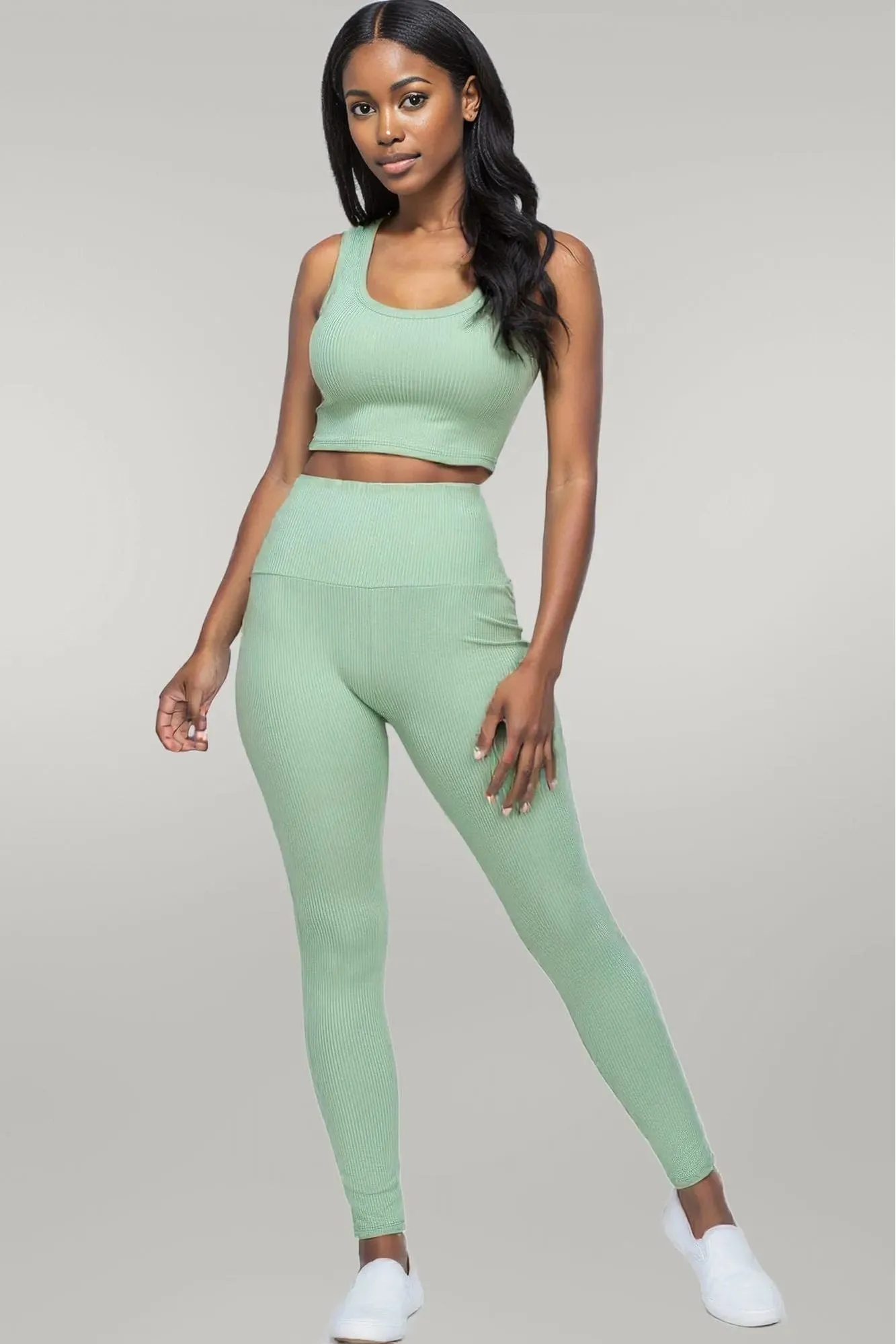 Ribbed Crop Top & Leggings Set