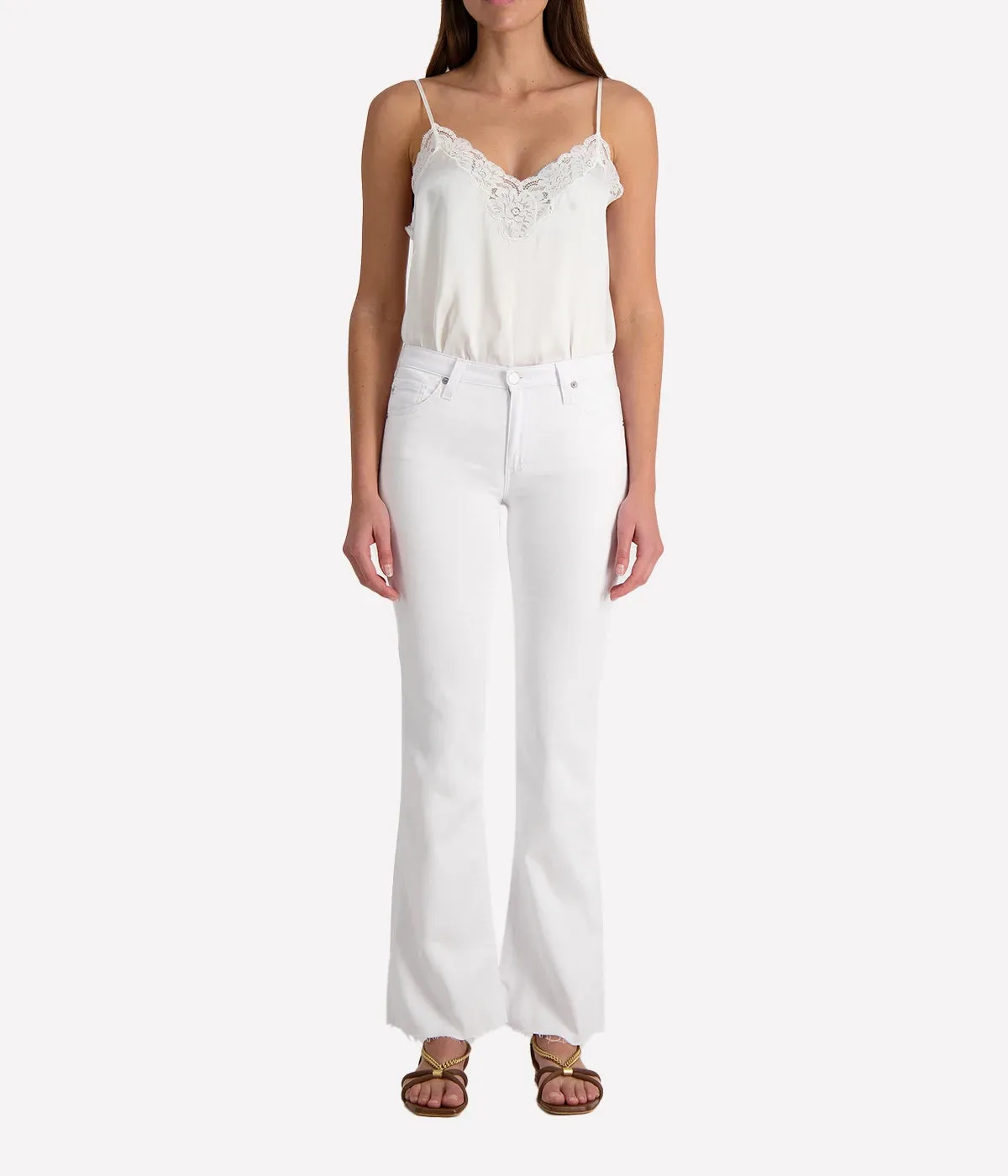 Saige Wide Leg Crop Jean in Modern White
