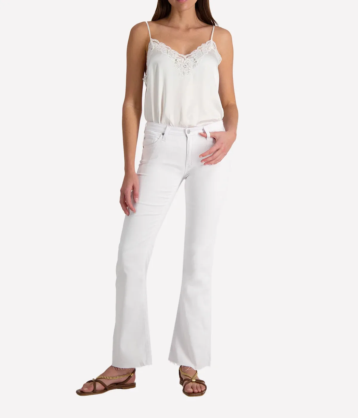 Saige Wide Leg Crop Jean in Modern White