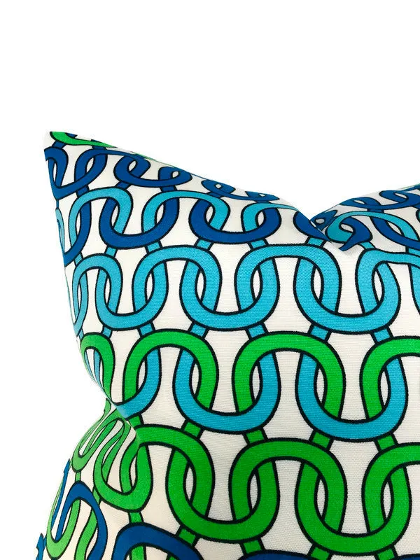 Schumacher Trina Turk Loop De Loop Outdoor Pillow Cover in Azure