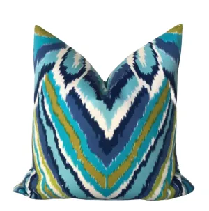 Schumacher Trina Turk Peacock Print Pillow Cover in Pool
