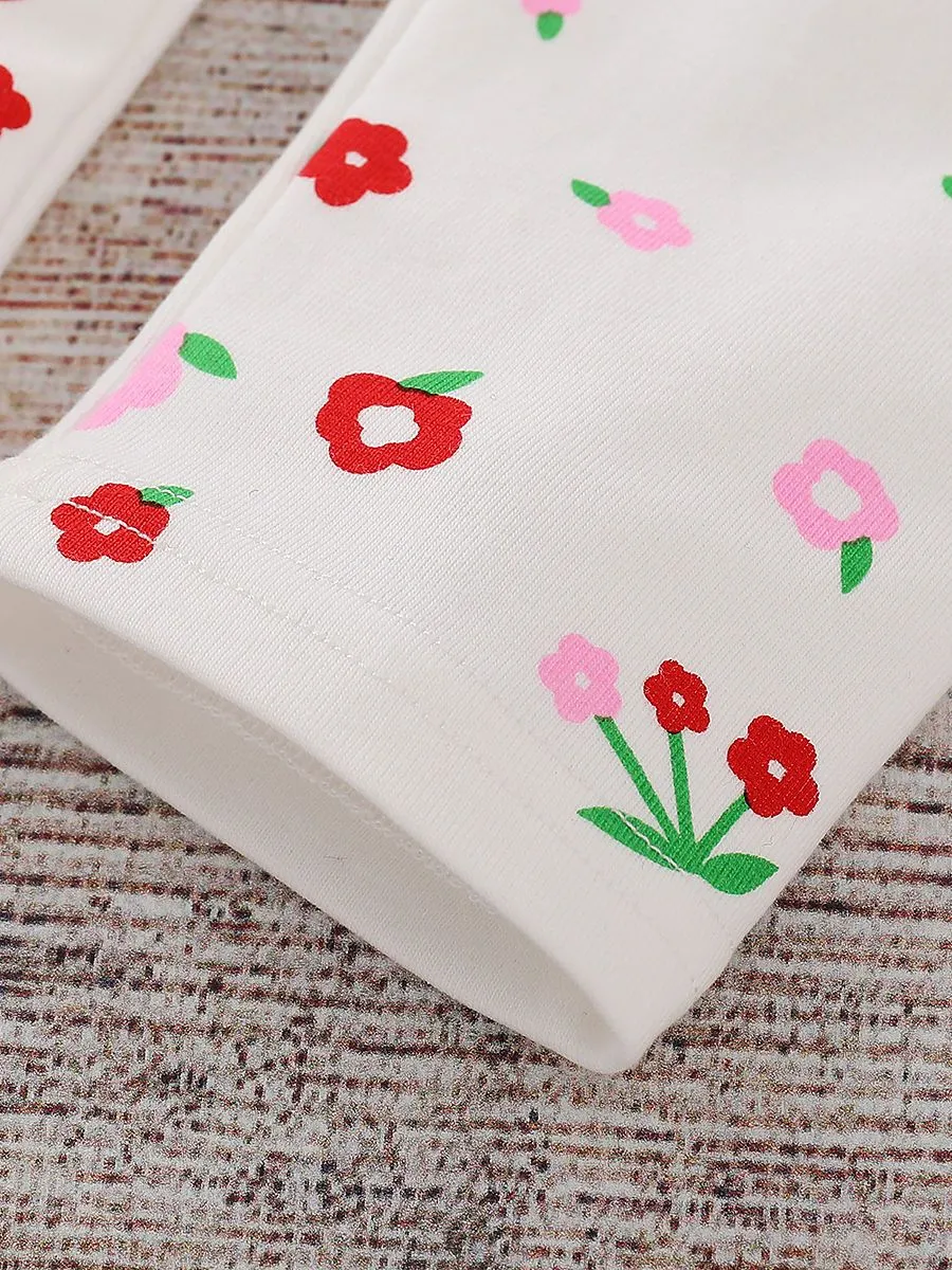 Spring Toddler Girls Footless Flower Butterfly Print Trousers