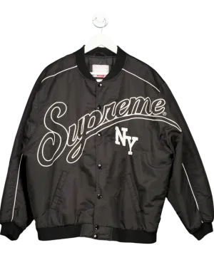 Supreme Black Logo Embroidered Bomber Jacket UK XL