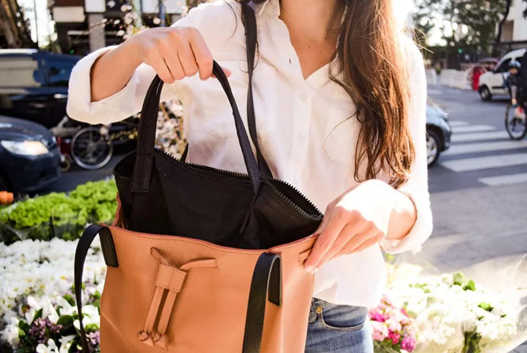 Tote Bag Convertible to Backpack | Detachable Interior | Black