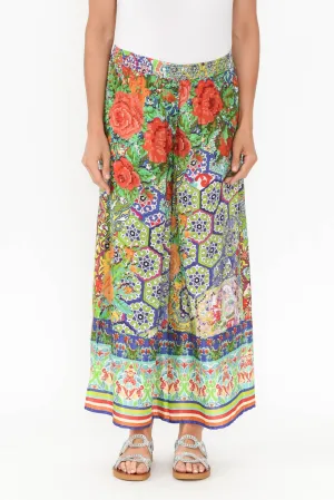 Tulki Green Mosaic Wide Leg Pants