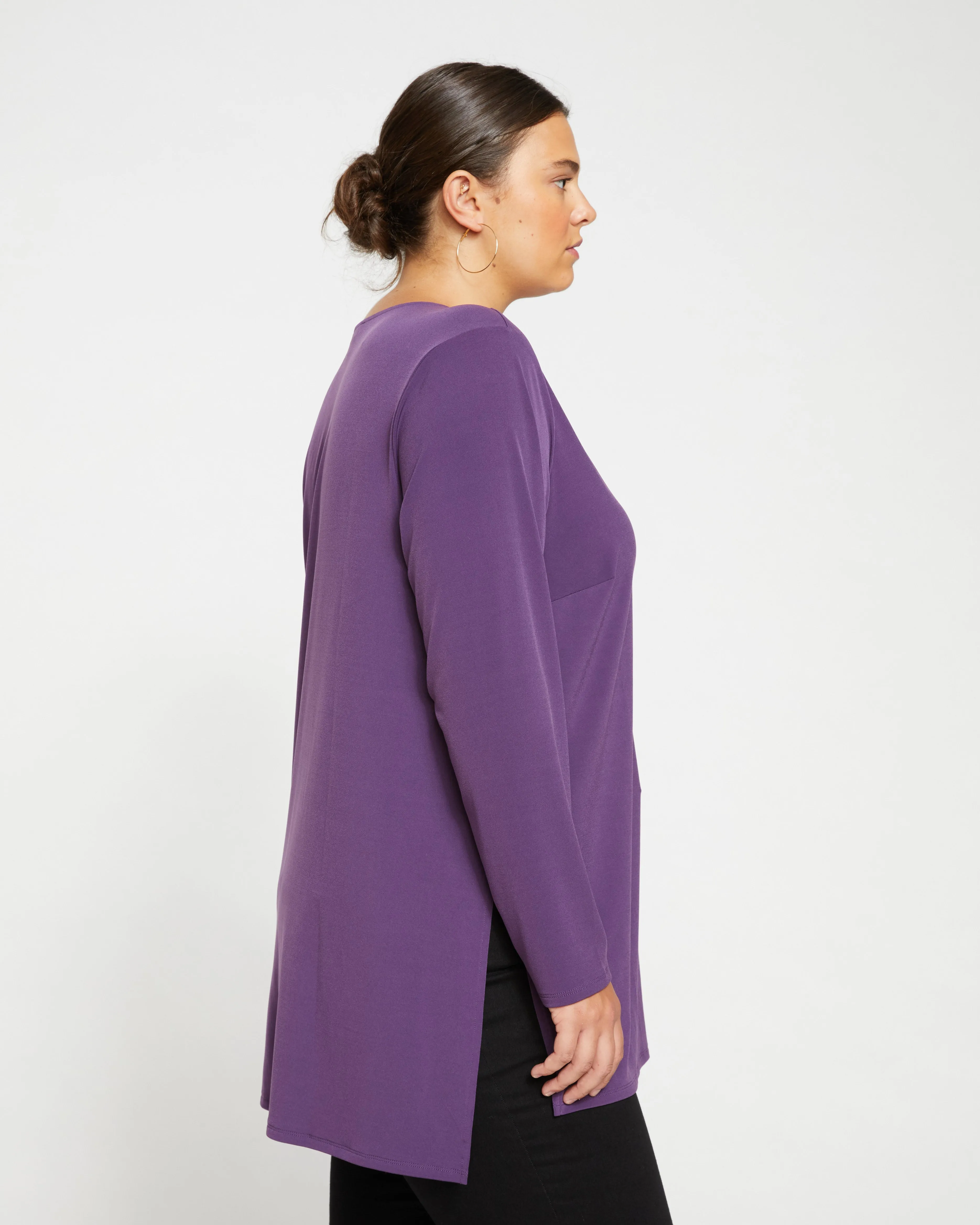 Velvety-Cool Jersey Column Tunic - Potion Purple