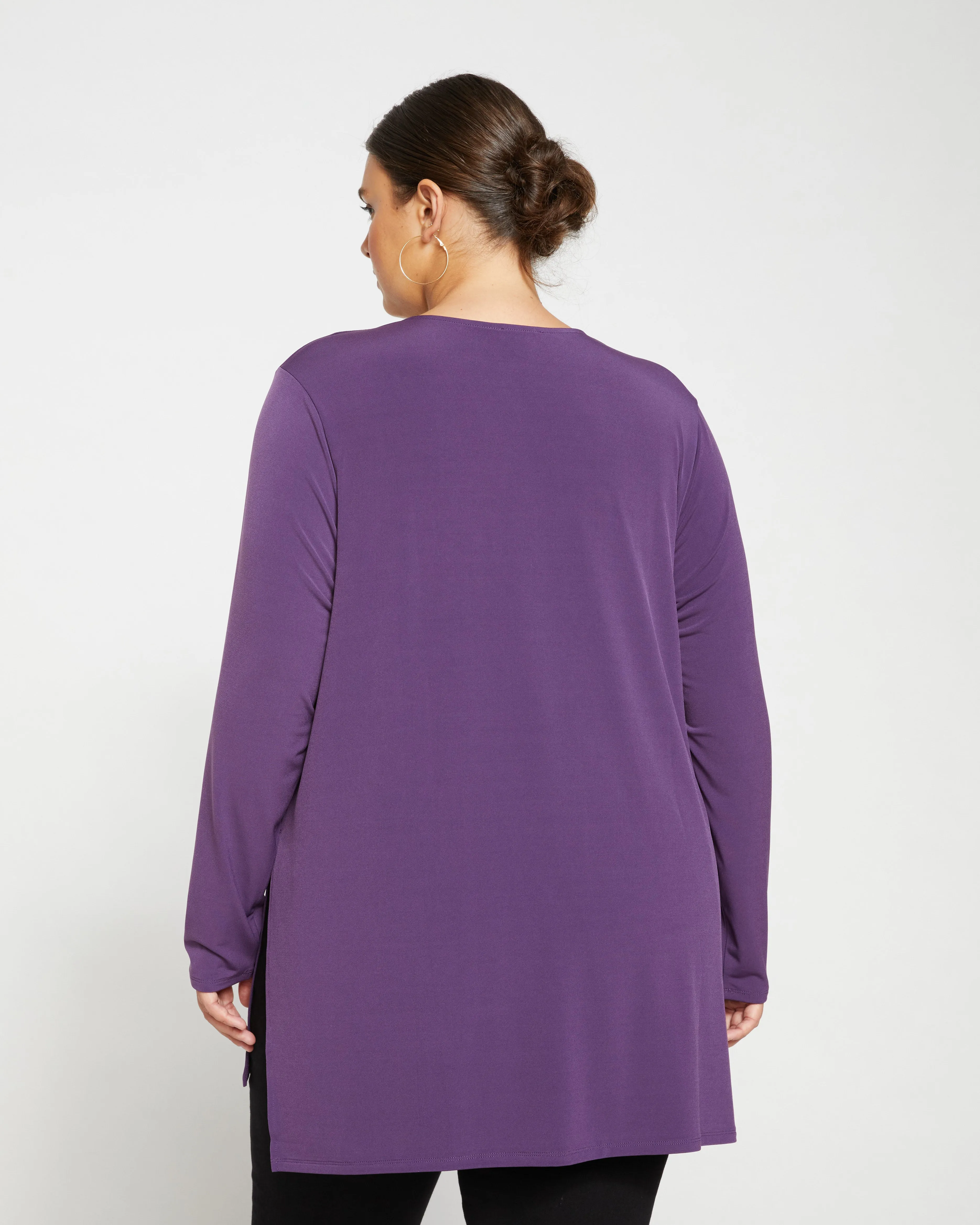 Velvety-Cool Jersey Column Tunic - Potion Purple