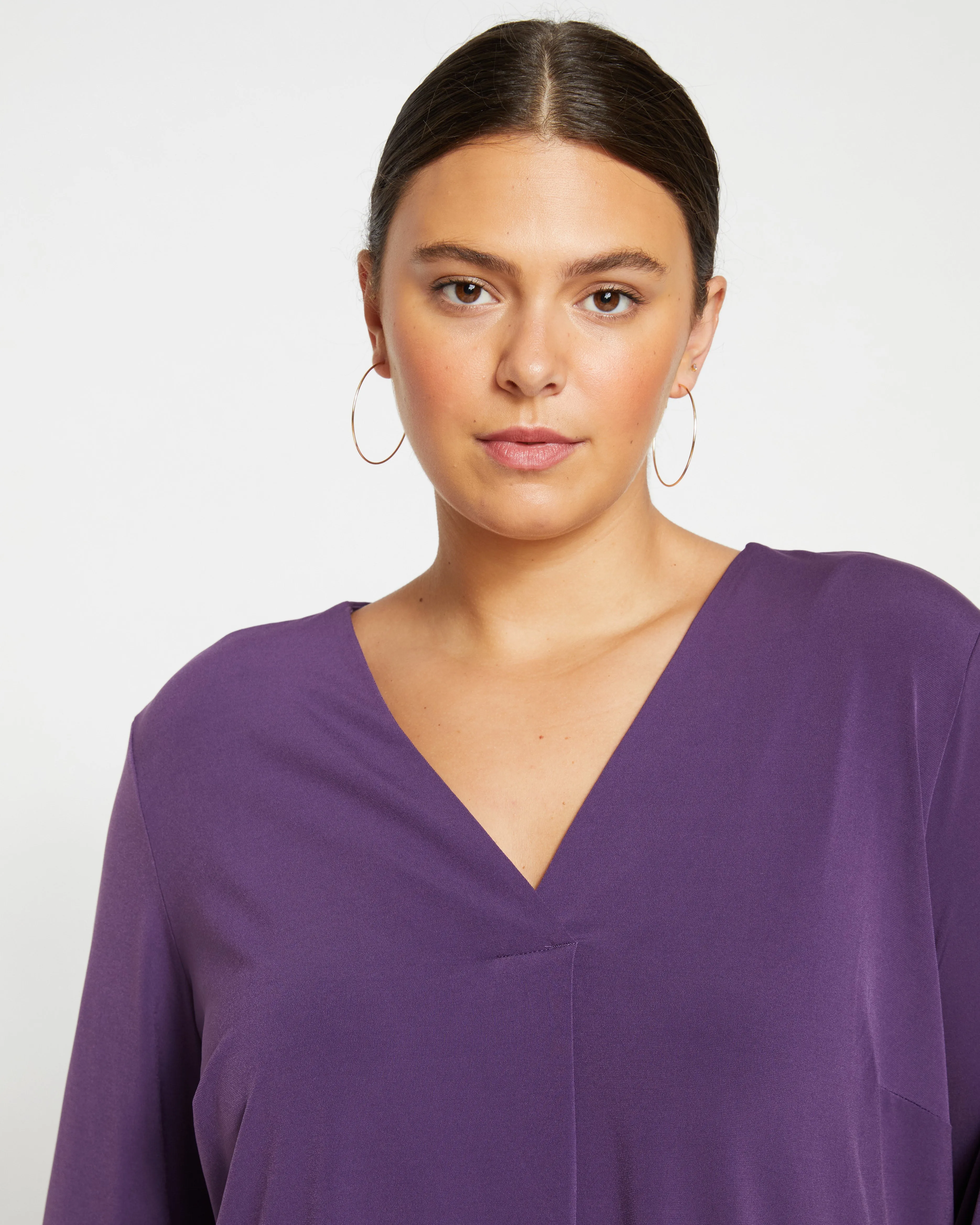 Velvety-Cool Jersey Column Tunic - Potion Purple