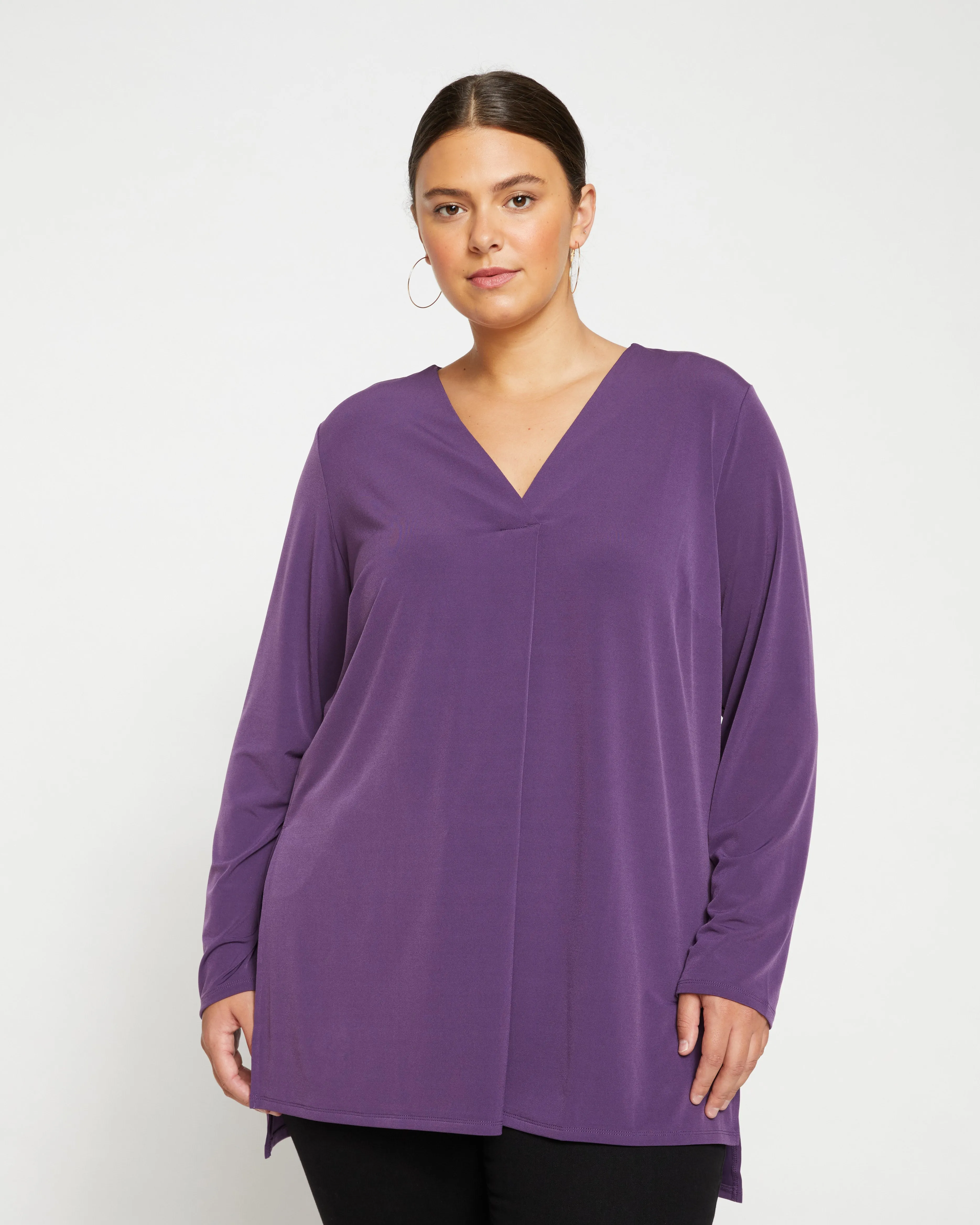 Velvety-Cool Jersey Column Tunic - Potion Purple