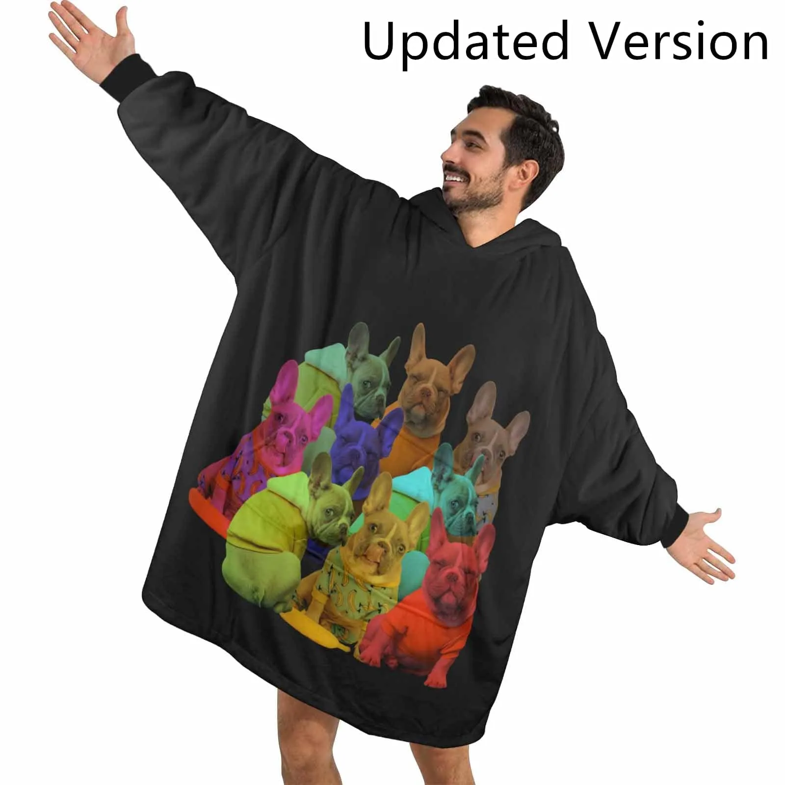 Wearable Blanket Custom Pet Colorful Photo Blanket Hoodie for Women Personalized Oversized Hoodie Fleece Blanket Pet Lover Gift
