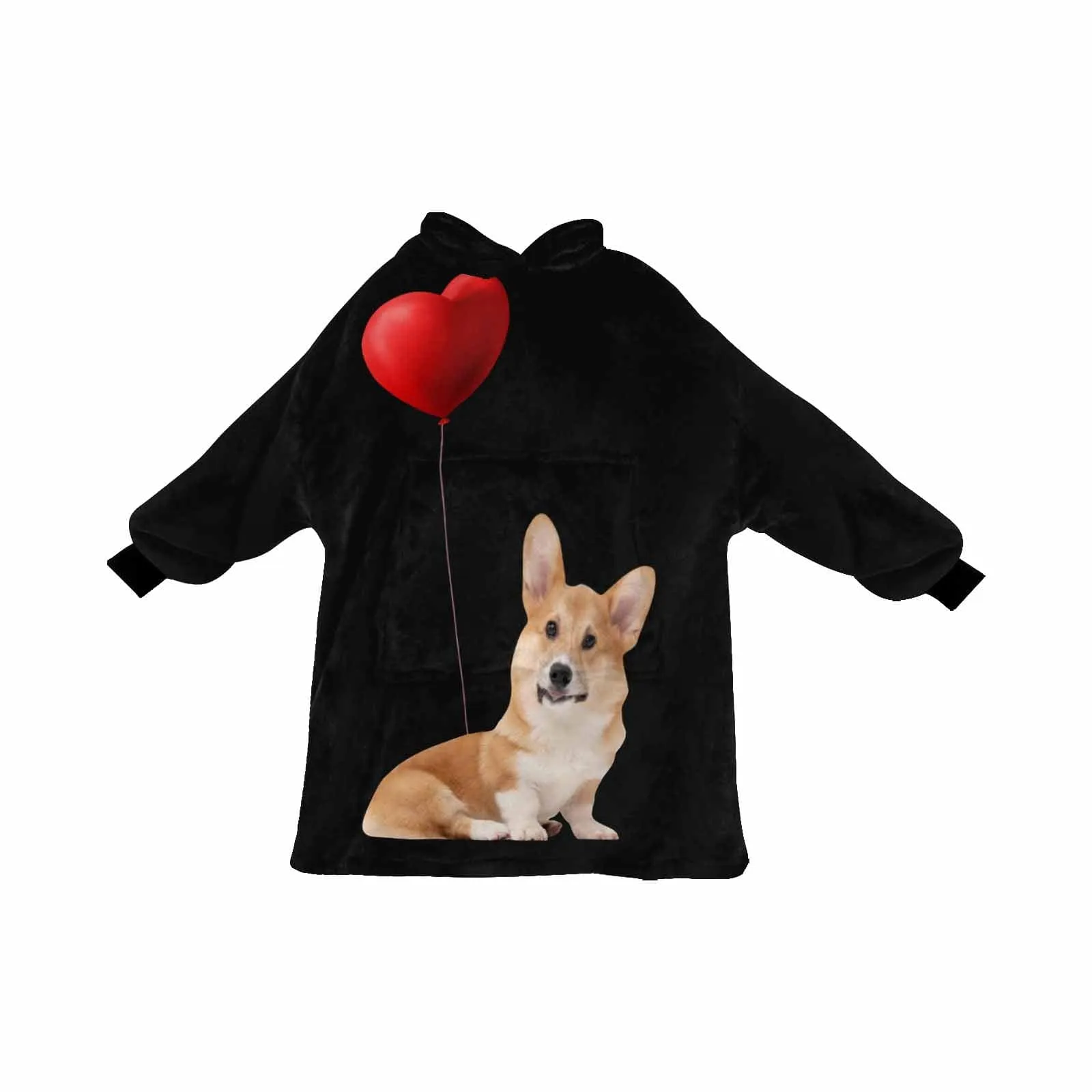 Wearable Blanket Custom Pet Photo Blanket Hoodie for Women Personalized Red Balloon Oversized Hoodie Fleece Blanket Warm Hoodie Dog Lover Gift