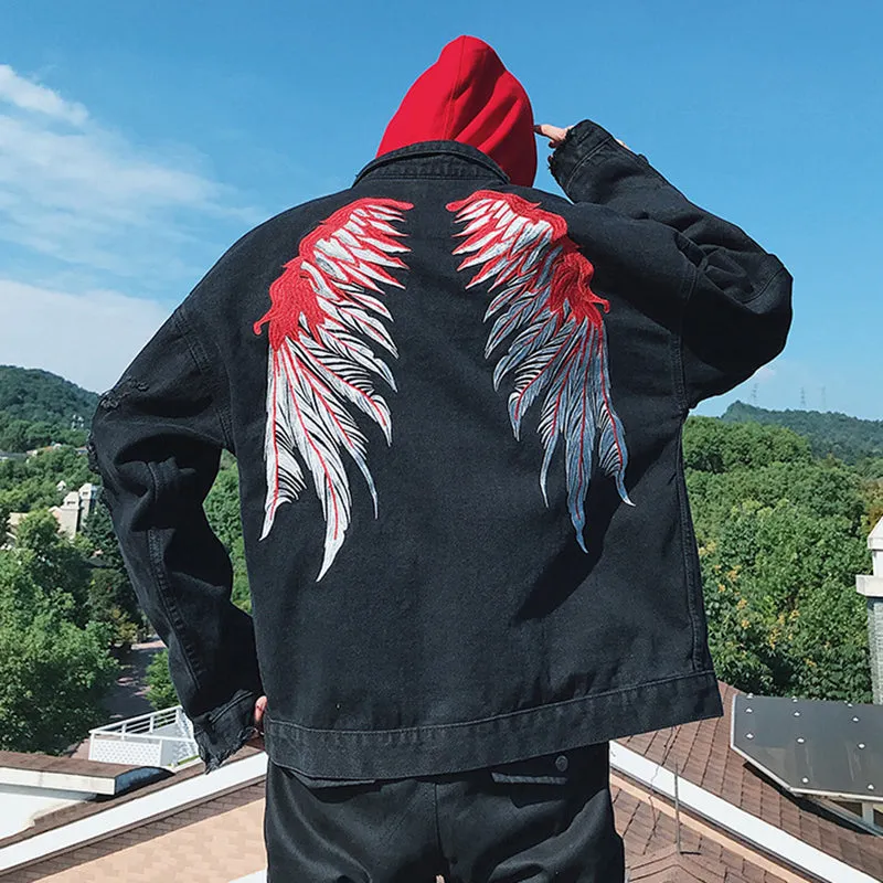 Wing Embroidered Denim Jacket