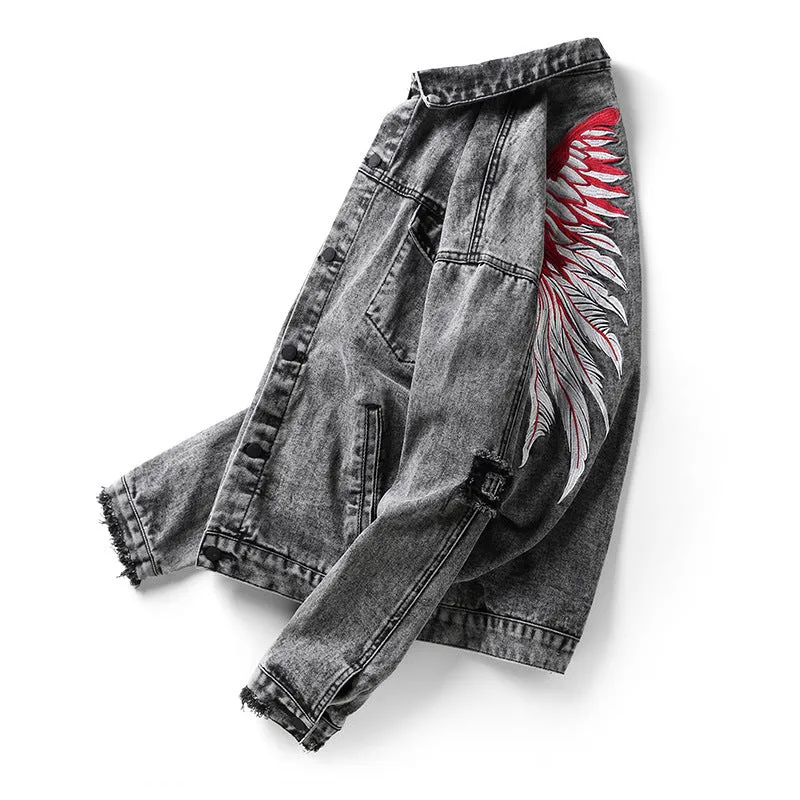 Wing Embroidered Denim Jacket