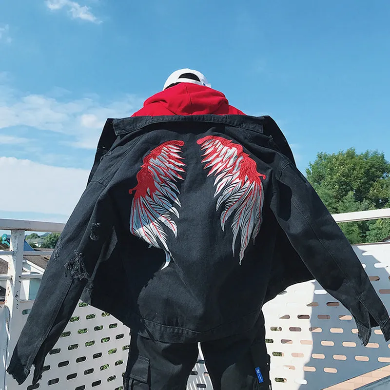 Wing Embroidered Denim Jacket