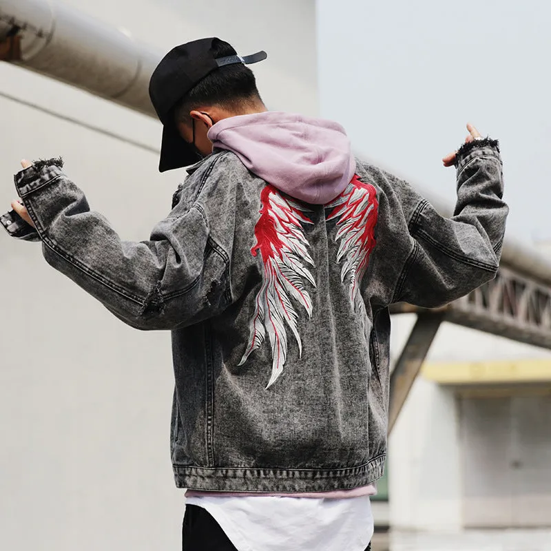 Wing Embroidered Denim Jacket